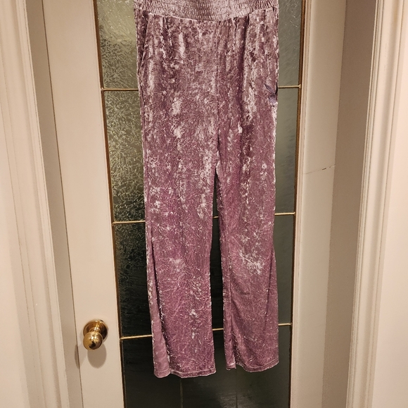 Crushed Velvet Velour Playboy Lounge Pants - Picture 2 of 4
